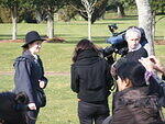Mistress Katherina being interviewed by a national news reporter.